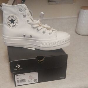 Converse White High Top Platform Chuck Taylor All Star Sneakers